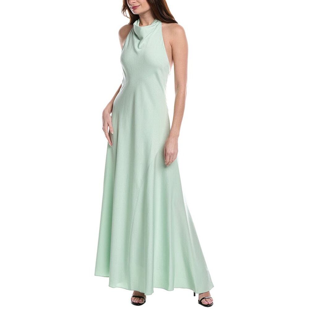 ALC NWT Sara Gown Maxi Dress Halter Mint Green Sz 6 Open Back Formal Satin $595 - Picture 1 of 12
